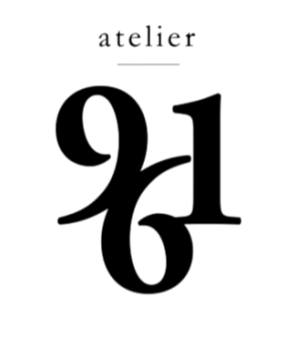 Black 'atelier' logo with stylized number '961' on a white background